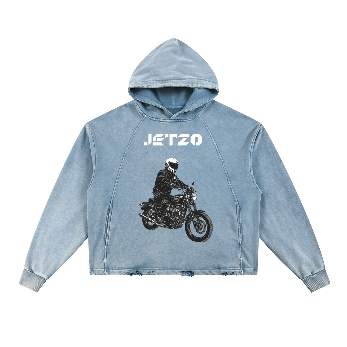 Vintage Washed Frayed-Hem Hoodie