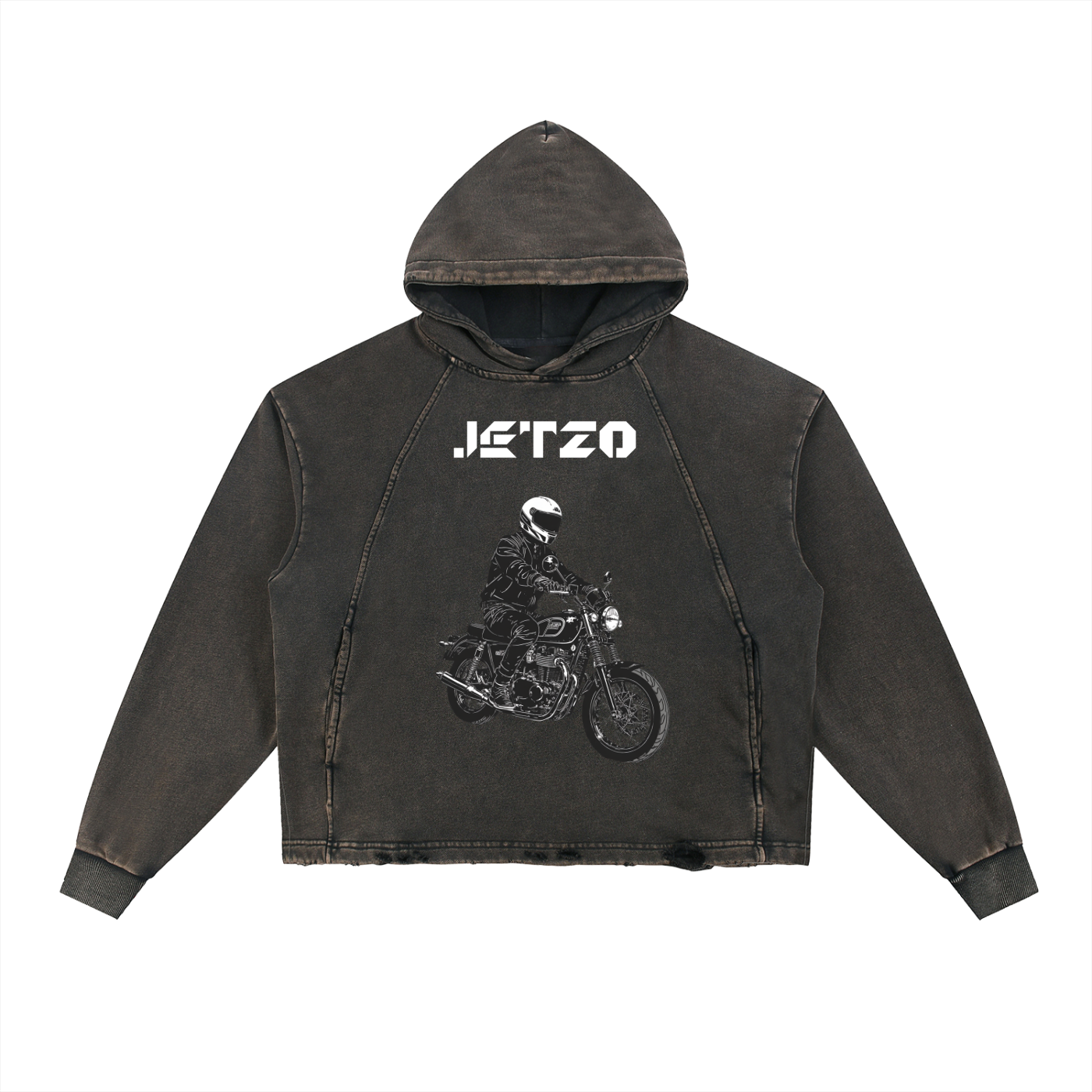 Vintage Washed Frayed-Hem Hoodie